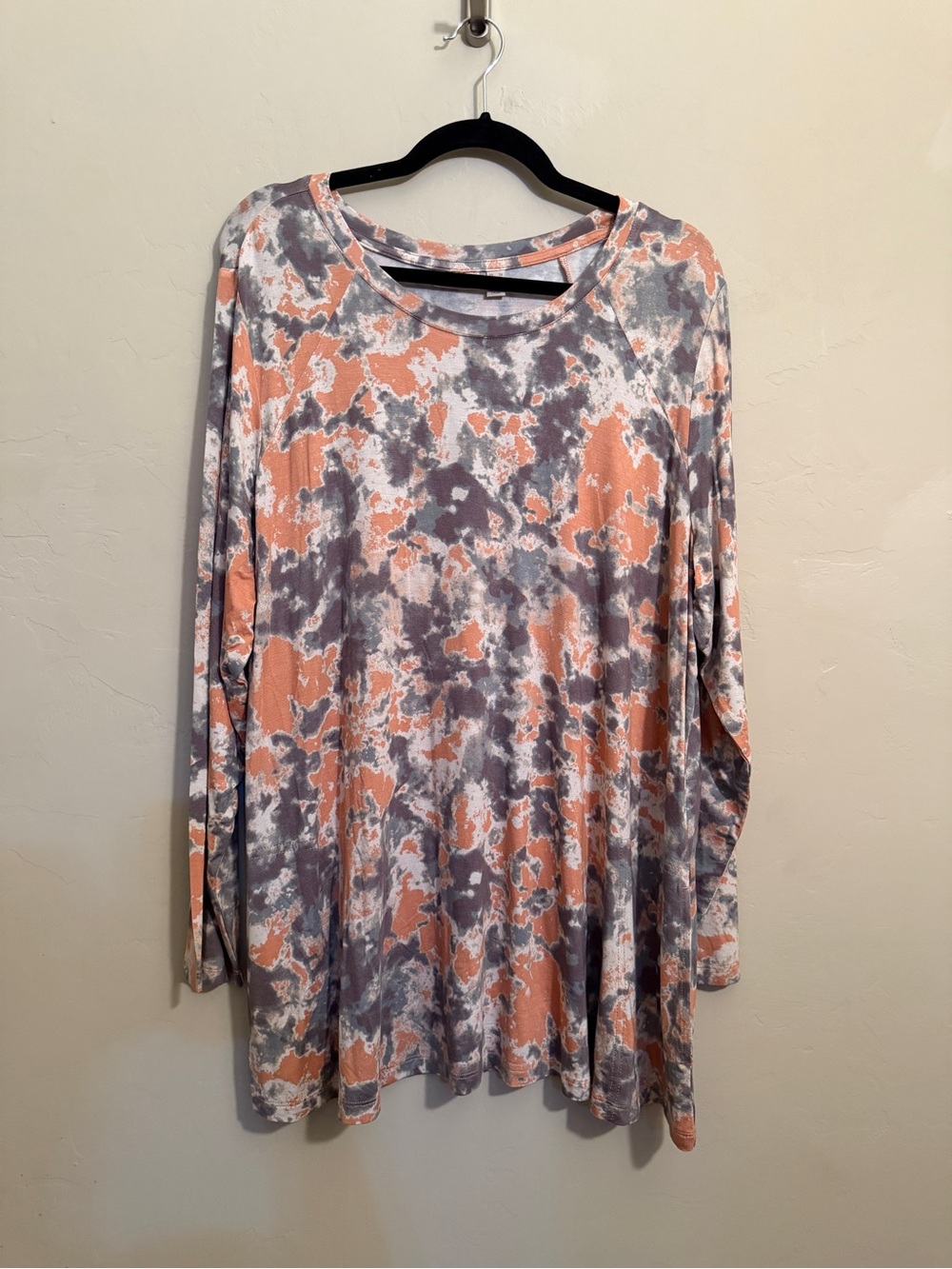 LOGO by Lori Goldstein 2X Abstract Tie Dye Swing Tunic Top Rayon Spandex